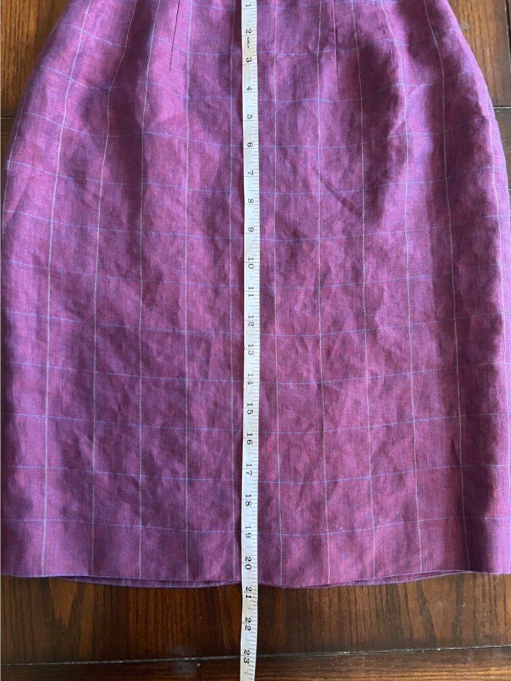 Vintage 90s Linda Allard Ellen Tracy Purple Linen Pencil Skirt 2 Petite Mini Off - Picture 9 of 9